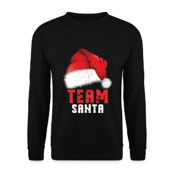 Dezember 2021 Winter Team Weihnachtsmann Weihnachten - Unisex Pullover - Schwarz - Vorne - Alina (178cm) & Michal (187cm)