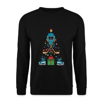 Dezember 2021 Winter Hockeyspieler Weihnachten - Unisex Pullover - Schwarz - Vorne - Alina (178cm) & Michal (187cm)