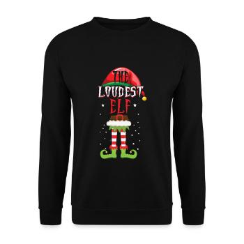 Der lauteste Elfen-Weihnachtsmann Winterurlaub Weihnachten - Unisex Pullover - Schwarz - Vorne - Alina (178cm) & Michal (187cm)