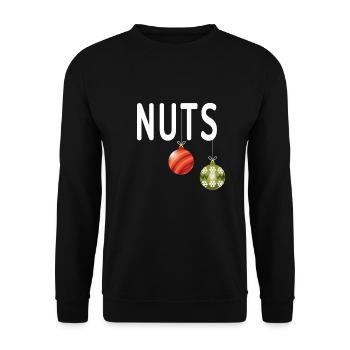 Lustige hängende Nüsse Dezember Feiertag Weihnachten - Unisex Pullover - Schwarz - Vorne - Alina (178cm) & Michal (187cm)