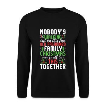 Dezember 2021 Winterspaß Familie Weihnachten - Unisex Pullover - Schwarz - Vorne - Alina (178cm) & Michal (187cm)