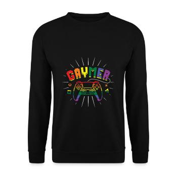 Gay Gamer Game Rainbow Gay Pride LGBT Pride Month - Unisex Sweatshirt - black - Front - Alina (178cm) & Michal (187cm)