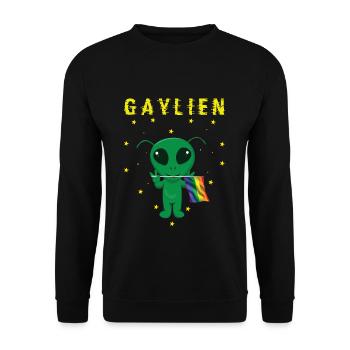 Gay Alien Rainbow Flag Gay Pride LGBT Pride Month - Unisex Sweatshirt - black - Front - Alina (178cm) & Michal (187cm)