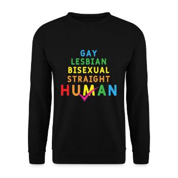 Menschlich Jeder Regenbogen Gay Pride LGBT Pride Monat - Unisex Pullover - Schwarz - Vorne - Alina (178cm) & Michal (187cm)