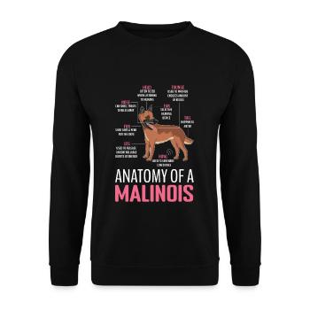 Propriétaire de chien de compagnie Berger Anatomie Du Malinois Belge - Sweat-shirt Unisexe - noir - Devant - Alina (178cm) & Michal (187cm)