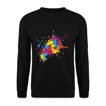 Bunte Farbe Athlet Ball Spiel Sport Basketball - Unisex Pullover - Schwarz - Vorne - Alina (178cm) & Michal (187cm)