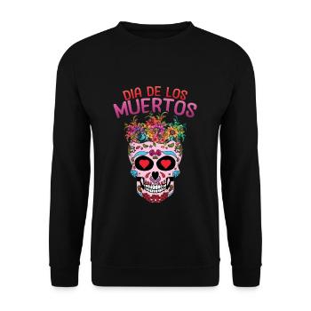 Heart Mexican Floral Muertos Day Of Dead Halloween - Unisex Sweatshirt - black - Front - Alina (178cm) & Michal (187cm)