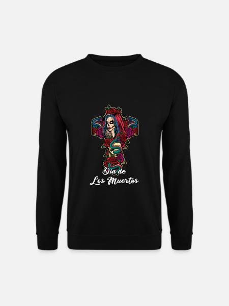 La Calavera Mexikanischer Blumenmuertos Tag der Toten - Unisex Pullover - Schwarz