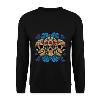 Halloween Skeleton Dia De Los Muertos Day Of Dead - Unisex Sweatshirt - black - Front - Alina (178cm) & Michal (187cm)