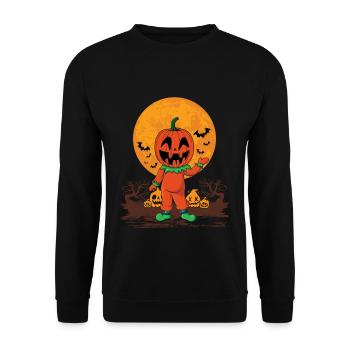 Pumpkin Person Creepy Halloween Pumpkin - Unisex Sweatshirt - black - Front - Alina (178cm) & Michal (187cm)