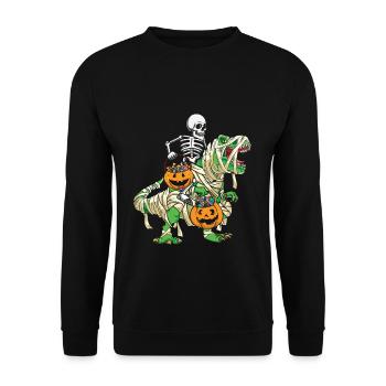 Skeleton Dinosaur Pumpkin Lazy Creepy Halloween - Unisex Sweatshirt - black - Front - Alina (178cm) & Michal (187cm)