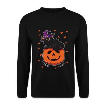 Cat In Pumpkin Cool Creepy Halloween - Sweat-shirt Unisexe - noir - Devant - Alina (178cm) & Michal (187cm)