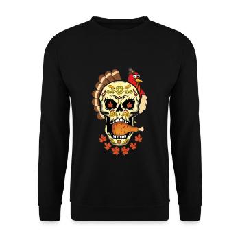 Turkey Vibes Autumn Pumpkin Muertos Day Of Dead - Unisex Sweatshirt - black - Front - Alina (178cm) & Michal (187cm)