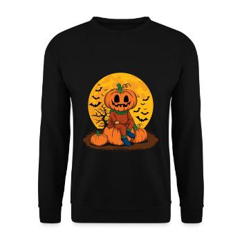 Cool Pumpkin Person Creepy Halloween Pumpkin - Sweat-shirt Unisexe - noir - Devant - Alina (178cm) & Michal (187cm)