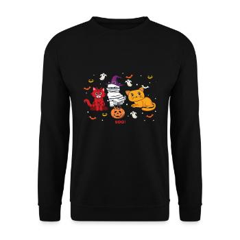 Chaton sorcière Drôle paresseux effrayant Halloween - Sweat-shirt Unisexe - noir - Devant - Alina (178cm) & Michal (187cm)