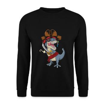 Haken Dinosaurier Lustig Piraten-Dekor Faules Halloween - Unisex Pullover - Schwarz - Vorne - Alina (178cm) & Michal (187cm)