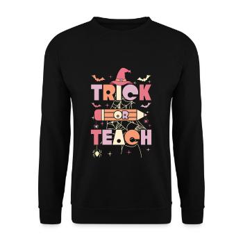 Pour les enseignants Groovy Halloween Retro Vintage - Sweat-shirt Unisexe - noir - Devant - Alina (178cm) & Michal (187cm)