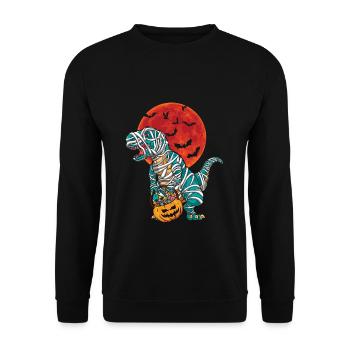Dinosaur Mummy Pumpkin Lazy Creepy Halloween - Unisex Sweatshirt - black - Front - Alina (178cm) & Michal (187cm)