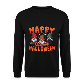 Kürbis Halloween Zwerge Faul Gruseliges Halloween - Unisex Pullover - Schwarz - Vorne - Alina (178cm) & Michal (187cm)
