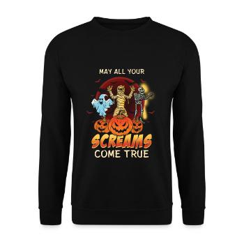 Scary Horror Monsters Lazy Creepy Halloween - Unisex Sweatshirt - black - Front - Alina (178cm) & Michal (187cm)