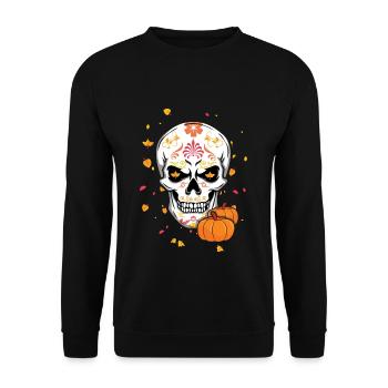 Fall Autumn Floral Muertos Day Of Dead Halloween - Unisex Sweatshirt - black - Front - Alina (178cm) & Michal (187cm)