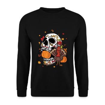 Fall Autumn Pumpkin Muertos Day Of Dead Turkey - Unisex Sweatshirt - black - Front - Alina (178cm) & Michal (187cm)