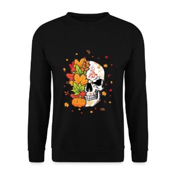 Fall Autumn Pumpkin Muertos Day Of Dead Maple - Unisex Sweatshirt - black - Front - Alina (178cm) & Michal (187cm)