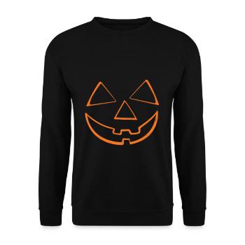 Pumpkin Head Face Lazy Halloween Pumpkin - Sweat-shirt Unisexe - noir - Devant - Alina (178cm) & Michal (187cm)