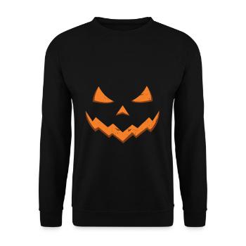 Carved Pumpkin Head Face Lazy Halloween Pumpkin - Unisex Sweatshirt - black - Front - Alina (178cm) & Michal (187cm)