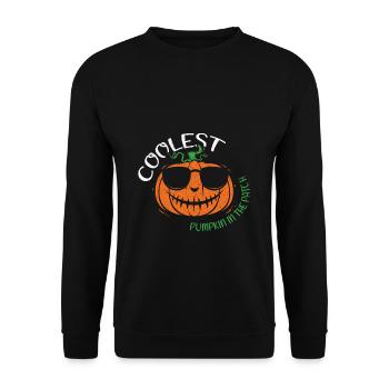 Kids Coolest Pumpkin Cool Lazy Creepy Halloween - Unisex Sweatshirt - black - Front - Alina (178cm) & Michal (187cm)