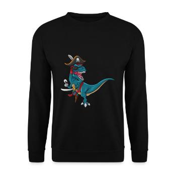 Cool Dinosaur Jolly Pirate Decor Lazy Halloween - Sweat-shirt Unisexe - noir - Devant - Alina (178cm) & Michal (187cm)