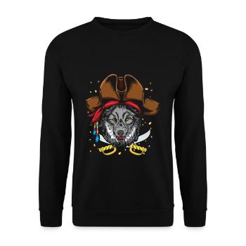 Wolf Dog Jolly Pirate Decor Lazy Halloween - Unisex Sweatshirt - black - Front - Alina (178cm) & Michal (187cm)