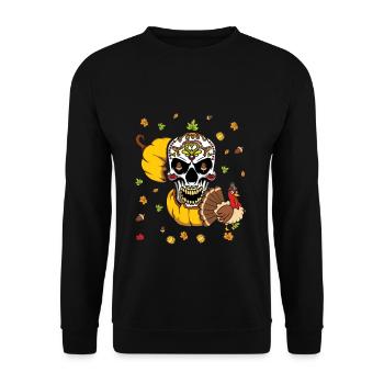 Turkey Vibes Autumn Fall Muertos Day Of Dead - Unisex Sweatshirt - black - Front - Alina (178cm) & Michal (187cm)