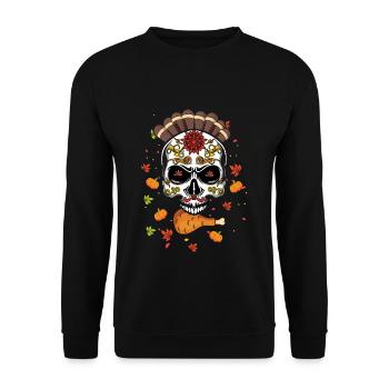 Turkey Fall Autumn Pumpkin Muertos Day Of Dead - Unisex Sweatshirt - black - Front - Alina (178cm) & Michal (187cm)