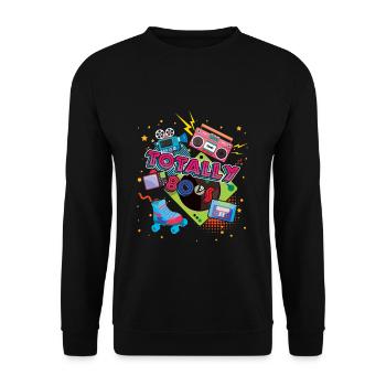 Total 80er Jahre Karneval 80er Jahre Retro Party Jahr 1980 - Unisex Pullover - Schwarz - Vorne - Alina (178cm) & Michal (187cm)