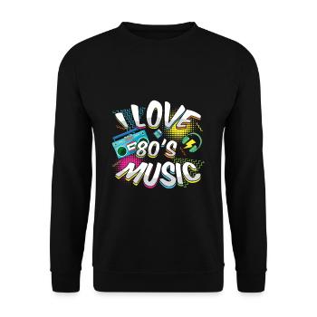 Musik 80er Jahre Karneval 80er Jahre Retro Party Jahr 1980 - Unisex Pullover - Schwarz - Vorne - Alina (178cm) & Michal (187cm)
