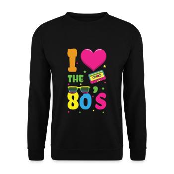 Liebe 80er Jahre Karneval 80er Jahre Retro Party 1980 - Unisex Pullover - Schwarz - Vorne - Alina (178cm) & Michal (187cm)
