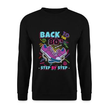 Zurück zu den 80er Jahren Karneval 80er Jahre Retro Party 1980 - Unisex Pullover - Schwarz - Vorne - Alina (178cm) & Michal (187cm)