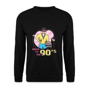 90er Jahre Musik Cool 90 Retro Party Jahr 1990 - Unisex Pullover - Schwarz - Vorne - Alina (178cm) & Michal (187cm)
