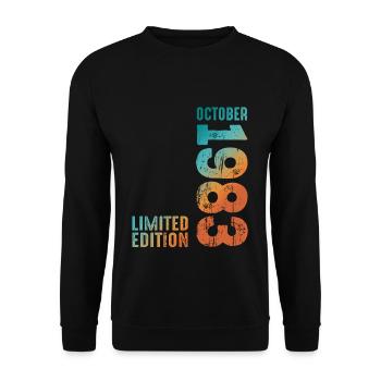 Retro Since October 1983 Retro Vintage 1983 - Unisex Pullover - Schwarz - Vorne - Alina (178cm) & Michal (187cm)