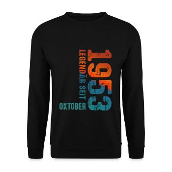 Since Oktober 1953 Year 1953 Retro Vintage 1953 - Unisex Pullover - Schwarz - Vorne - Alina (178cm) & Michal (187cm)