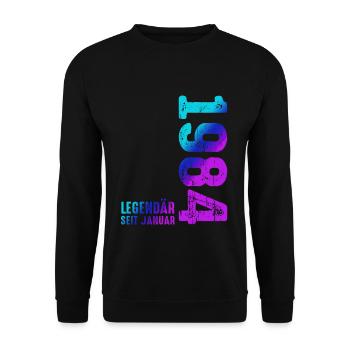 Limited Edition January 1984 Legendär Seit January - Unisex Pullover - Schwarz - Vorne - Alina (178cm) & Michal (187cm)