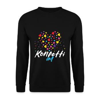 Konfetti Im Herz Fasching - Unisex Pullover - Schwarz - Vorne - Alina (178cm) & Michal (187cm)