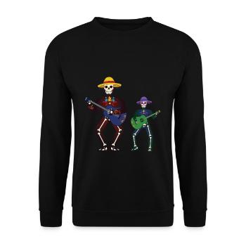 Skeleton Playing Guitar Cinco De Mayo Muertos - Unisex Sweatshirt - black - Front - Alina (178cm) & Michal (187cm)