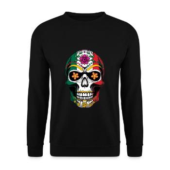 Mexican Flag Skeleton Cinco De Mayo Muertos - Unisex Pullover - Schwarz - Vorne - Alina (178cm) & Michal (187cm)