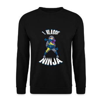 Ninja de 1ère année avec inscription au cône d’école - Sweat-shirt Unisexe - noir - Devant - Alina (178cm) & Michal (187cm)
