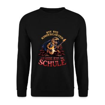 Inscription Bye Bye Kindergarten I’m Rocking Now - Sweat-shirt Unisexe - noir - Devant - Alina (178cm) & Michal (187cm)