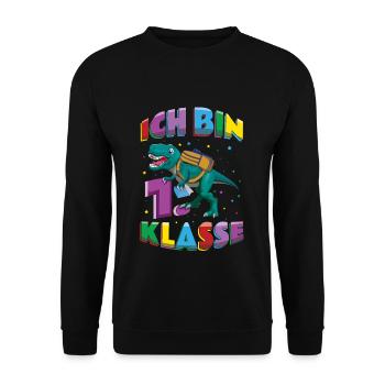 Je suis inscrit en 1ère année de dinosaure - Sweat-shirt Unisexe - noir - Devant - Alina (178cm) & Michal (187cm)