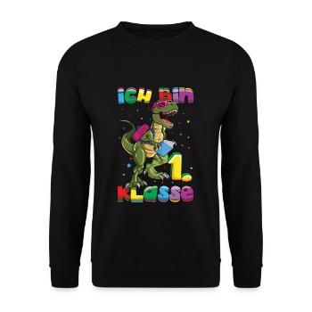 Je suis inscrit en 1ère année de dinosaure - Sweat-shirt Unisexe - noir - Devant - Alina (178cm) & Michal (187cm)