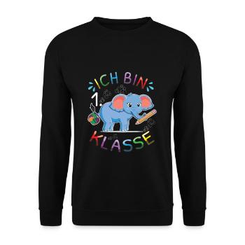Inscription Je suis éléphant coloré de 1ère année - Sweat-shirt Unisexe - noir - Devant - Alina (178cm) & Michal (187cm)